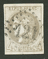 4c BORDEAUX (n°41d) Gris Fonçé Obl. Cote 600€. Signé SCHELLER. Superbe. - 1870 Emisión De Bordeaux