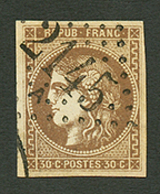 30c BORDEAUX (n°47) Obl. Cote 250€. Signé SCHELLER. Superbe. - 1870 Emisión De Bordeaux