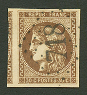 30c BORDEAUX (n°47) Grandes Marges Obl. GC 718. Signé SCHELLER. Superbe. - 1870 Ausgabe Bordeaux