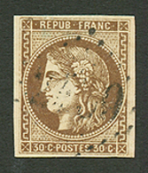 30c BORDEAUX N°47 Obl. Signé BRUN. Cote 250€. TTB. - 1870 Uitgave Van Bordeaux