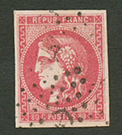 80c BORDEAUX (n°49d) GROSEILLE Obl. ANCRE. Cote 1200€++. Signé SCHELLER. TTB. - 1870 Bordeaux Printing