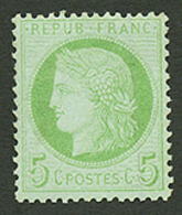 5c CERES (n°53) Neuf **. Cote 300€. Signé SCHELLER. TB. - 1871-1875 Ceres