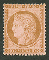 10c CERES (n°54) Neuf *. Cote 750€. Signé SCHELLER. TB. - 1871-1875 Ceres