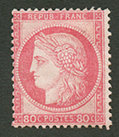 80c CERES (n°57) Neuf *. Signé BRUN. Cote 1200€. TB. - 1871-1875 Cérès