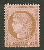 10c CERES (n°58) Neuf *. Signé BRUN, BEHR & ROUMET. Cote 550€. TB. - 1871-1875 Cérès