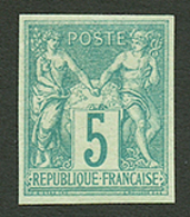 5c SAGE NON DENTELE (n°64a) Neuf *. Cote 850€. Signé SCHELLER. Superbe. - 1876-1878 Sage (Typ I)