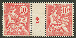 Paire 10c (n°124) Avec Millésime 2 Neuf **. Cote 360€. Signé SCHELLER. TTB. - 1900-02 Mouchon