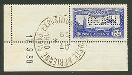 POSTE AERIENNE 1f50 Outremer EIPA30 (n°6c) Coin De Feuille Daté Oblitéré. Cote 450€. Signé SCHELLER. Superbe. - Other & Unclassified