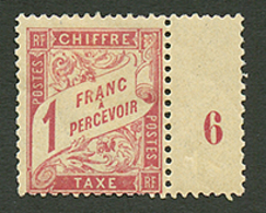 TAXE 1F ROSE Sur PAILLE (n°39) Neuf *. Cote 1850€. Signé SCHELLER. TB. - Sonstige & Ohne Zuordnung