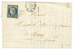 1851 25c CERES (n°4) TB Margé Obl. Grille + T.15 LA BASTIDE DE SEROU + Boite Rurale I Sur Lettre Daté "CORTELORAU !" Pou - Autres & Non Classés