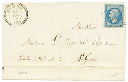 1861 20c (n°14) TTB Margé Obl. PC 4283 + T.15 NOVALAISE Pour ST GENIX. Indice 22 (= 700€). Superbe. - 1849-1876: Periodo Clásico