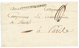 An 3 ARMEE DU BAS RHIN Sur Lettre En Franchise Avec Texte Daté "LANDAU"pour PARIS. Superbe. - Sellos De La Armada (antes De 1900)