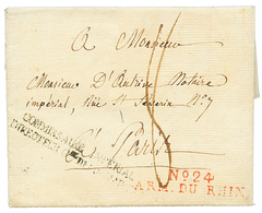 1808 N°24 ARMEE DU RHIN En Rouge Sur Lettre Avec Texte Daté "HANNOVRE" Pour La FRANCE. RARE (REINHARDT = 1000). TTB. - Legerstempels (voor 1900)