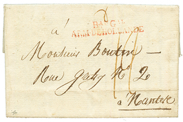 An 12 Bau Gal ARM. DE HOLLANDE Rouge Sur Lettre Avec Texte Daté "UTRECHT" Pour La FRANCE. TTB. - Legerstempels (voor 1900)