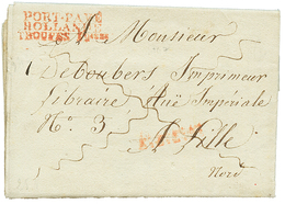 1813 PORT-PAYE/ HOLLANDE/ TROUPES Fcaises Rouge Sur Lettre Avec Texte(superbe Vignette Illustrée GOUDA) De GOUDA Pour La - Army Postmarks (before 1900)