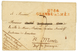 N°44 GRANDE ARMEE En Rouge + "5éme REGIMENT De HUSSARDS" Sur Lettre Ss Texte Pour MONCO. TB. - Army Postmarks (before 1900)