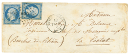 1856 20c(n°14)x2 Obl. AOO + ARMEE D' ORIENT Bau O Sur Lettre Pour La FRANCE. Rare En Double Port. TB. - Army Postmarks (before 1900)