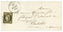AISNE : 1849 20c(n°3) TTB Margé Obl. Grille + T.14 OULCHY Sur Lettre. Indice 19. Superbe Qualité. - 1849-1850 Cérès