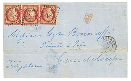 1853 1F (n°6)x3 Pd Obl. PC 2650 + T.15 RENNES Sur Lettre Pour La GUADELOUPE. RARE. TB. - 1849-1850 Cérès