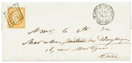1855 10c(n°13) Pd Obl. GRILLE Sur Lettre Locale De PARIS. Rare. Cote 450€. Superbe. - 1853-1860 Napoleon III