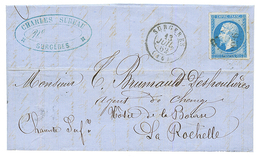 "PIQUAGE De SURGERES" : 1862 20c(n°14) Type 2 Avec Piquage Spécial Obl. PC 2956 + T.15 SURGERES Sur Lettre. RARE. Superb - 1853-1860 Napoleon III