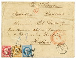 "Affrt à 1F10 Pour Le CAUCASE" : 1860 10c(n°13) + 20c(n°14) + 80c(n°17) Obl. PC 1714 + T.15 LIBOURNE Sur Enveloppe Pour  - 1853-1860 Napoleone III