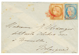 10c SIEGE(n°36) + 20c(n°37) Obl. PARIS SC 14 DEC 70 Rouge Sur Enveloppe Pour LA BELGIQUE. Signé BRUN. TTB. - War 1870