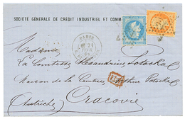 "Affrt à 60c" : 1868 20c(n°29) + 40c (n°23) Sur Lettre De PARIS Pour CRACOVIE (POLOGNE). Superbe. - 1849-1876: Classic Period