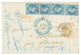 "Affrt à 80c" : 1870 20c (n°29)x4 Sur Lettre De PARIS Pour VARSOVIE (POLOGNE). Superbe. - 1849-1876: Classic Period