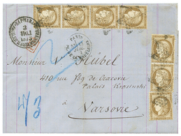 "Affrt à 2F10" : 1873 CERES 30c (x7) Sur Lettre De PARIS Pour VARSOVIE (POLOGNE). 1 Timbre Pd. Affranchissement Rare. TT - 1849-1876: Classic Period