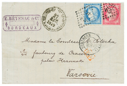 "Affrt à 1F05" : 1874 CERES 25c + 80c Sur Lettre De BORDEAUX Pour VARSOVIE (POLOGNE). TTB. - 1849-1876: Classic Period