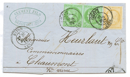 1872 CERES 5c + 15c Obl. Bureau De PASSE 1307 + T.24 DIJON Sur Lettre Pour CHAUMONT. TTB. - 1871-1875 Ceres