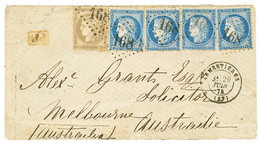 "1F30 Pour L' AUSTRALIE" : 1874 CERES 30c + 25c (x4) Obl. GC 168 + T.17 ARMENTIERES Sur Enveloppe Pour MELBOURNE (AUSTRA - 1871-1875 Ceres