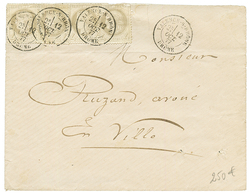 1877 4c CERES (n°52)x4 1 Ex. Pd. Obl. T.24 VALENCE-S-DROME Sur Enveloppe Locale. TB. - 1871-1875 Ceres