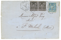 1885 SAGE 10c(x2) + 15c Obl. LEVEE EXCEPTIONNELLE PARIS/E1/PL. VENTAD. Sur Lettre Pour ST MIHIEL. TTB. - Other & Unclassified
