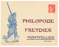 Type PAIX ENTIER POSTAL 50c Rouge Illustré "PHILOPODE FREYDIER MONTPELLIER". Superbe. - Other & Unclassified