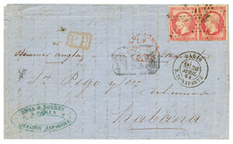 "1F60 Pour CUBA" : 1864 80c(n°24)x2 Sur Lettre De PARIS Pour LA HAVANE (CUBA). Pli Sur Un Timbre. TB. - 1849-1876: Periodo Classico