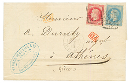 "1F20 Pour La GRECE" : 1869 20c(n°29) + 80c (n°32) Sur Lettre De LYON Pour ATHENES (GRECE). TTB. - 1849-1876: Classic Period