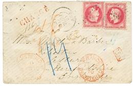 1870 80c (n°32)x2 + CHARGE + FRANCE REGISTERED Rouge Sur Enveloppe Pour L' ANGLETERRE. TB. - 1849-1876: Classic Period