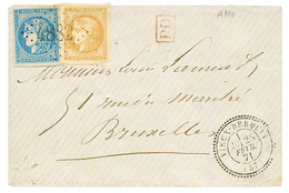 1871 BORDEAUX 20c (n°45) + 10c (n°43) Pd Obl. GC 4882 + T.24 VIEUX- BERQUIN , Pour La BELGIQUE. TTB. - 1849-1876: Classic Period