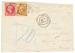 "1F20 Pour L' ALBANIE" : 40c(n°31) + 80c (n°32) Obl. GC 2502 + T.17 MONTPELLIER Sur Env(pd) Pour SCUTARI D' ALBANIE. Des - 1849-1876: Classic Period