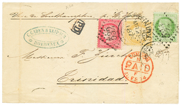 "Tricolore Pour TRINIDAD" : 1874 CERES 5c + 15c(pd) + 80c Sur Lettre De BORDEAUX Pour TRINIDAD. TB. - 1849-1876: Periodo Clásico