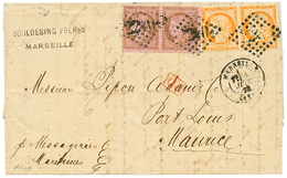 "1F Pour L' ILE MAURICE" : 1874 CERES Paire 10c + Paire 40c SIEGE , De MARSEILLE Pour MAURICE. TB. - 1849-1876: Classic Period