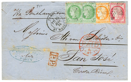 "COSTA RICA" : 1875 CERES 5c(x2) + 40c + 80c Sur Lettre (pd) De PARIS Pour SAN JOSE COSTA-RICA. TB. - 1849-1876: Periodo Clásico