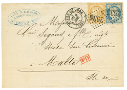 1875 CERES 15c + 25c Obl. GC 2535 + T.17 MOREZ DU JURA Sur Lettre Pour MALTE Avec Arrivée Au Versop. TTB. - 1849-1876: Classic Period