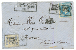 FRANCE 20c(n°29) + ALSACE 20c Obl. Cachet Allemand Encadré FELD POST/ RELAIS N°90 Sur Enveloppe Pour MACON. Double Affrt - Other & Unclassified