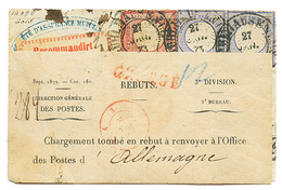 1873 ALLEMAGNE 1g + 2g(x2) Obl. MULHAUSEN + Etiquette De RECOMMANDATION Allemande Sur Enveloppe RECOMMANDEE Pour PARIS.  - Otros & Sin Clasificación