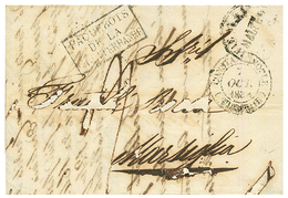 1838 Cachet PAQUEBOT DE LA MEDITERRANEE En Noir (rare) + Grand Cachet CONSTANTINOPLE TURQUIE + PURIFIE / MALTE Sur Lettr - Maritime Post
