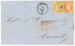 1858 10c(n°13) + 40c(n°16) Obl. ANCRE + INDUS 2 Juil 58 Sur Lettre De CONSTANTINOPLE. TTB. - Correo Marítimo