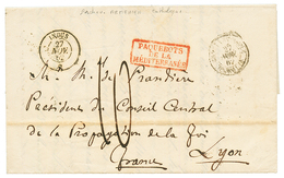 1862 Paquebot INDUS 27 Nov 62 + CONSTANTINOPLE TURQUIE (mal Venu) + Taxe 10 Sur Lettre Avec Texte De L' ARCHEVEQUE ARMEN - Maritime Post